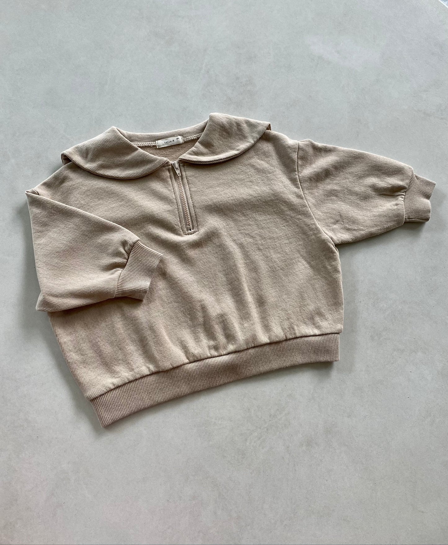 Baby Sailor Zip-up Sweater - Beige