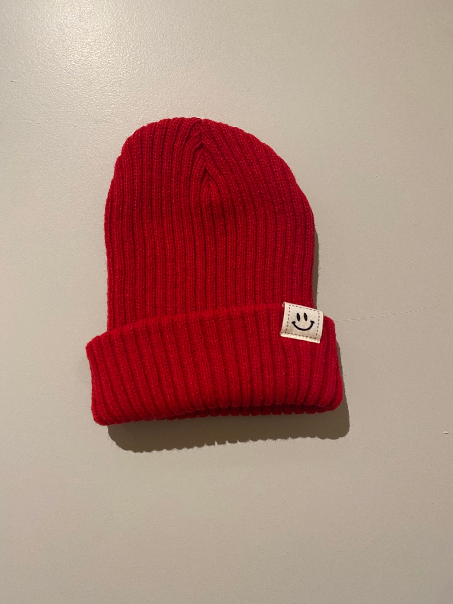 Chunky Smile Beanie - Bright Red