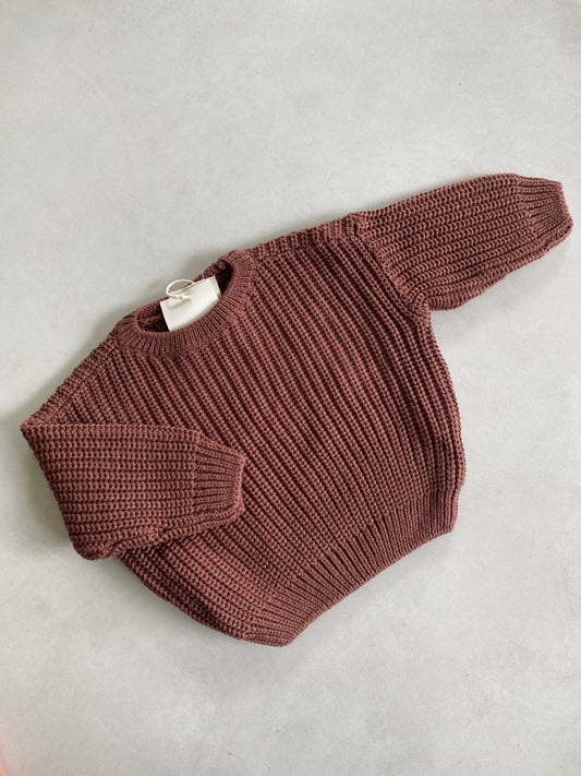 Chunky Cotton Knit - Brown Stone